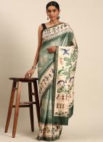 Cotton Green Casual Wear Printed Saree